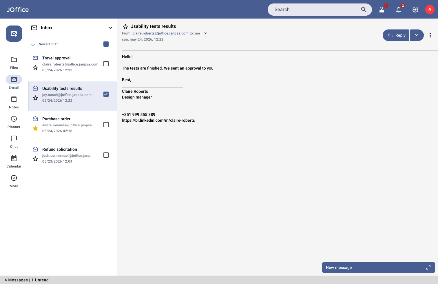 JOffice Email — correio profissional com domínio próprio
